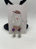 Boucles d'oreilles pieuvre/perle en verre
