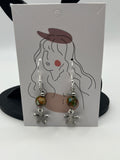 Boucles d'oreilles étoile de mer/perle de verre