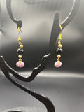 BO pendantes coquillage rose,perle noire