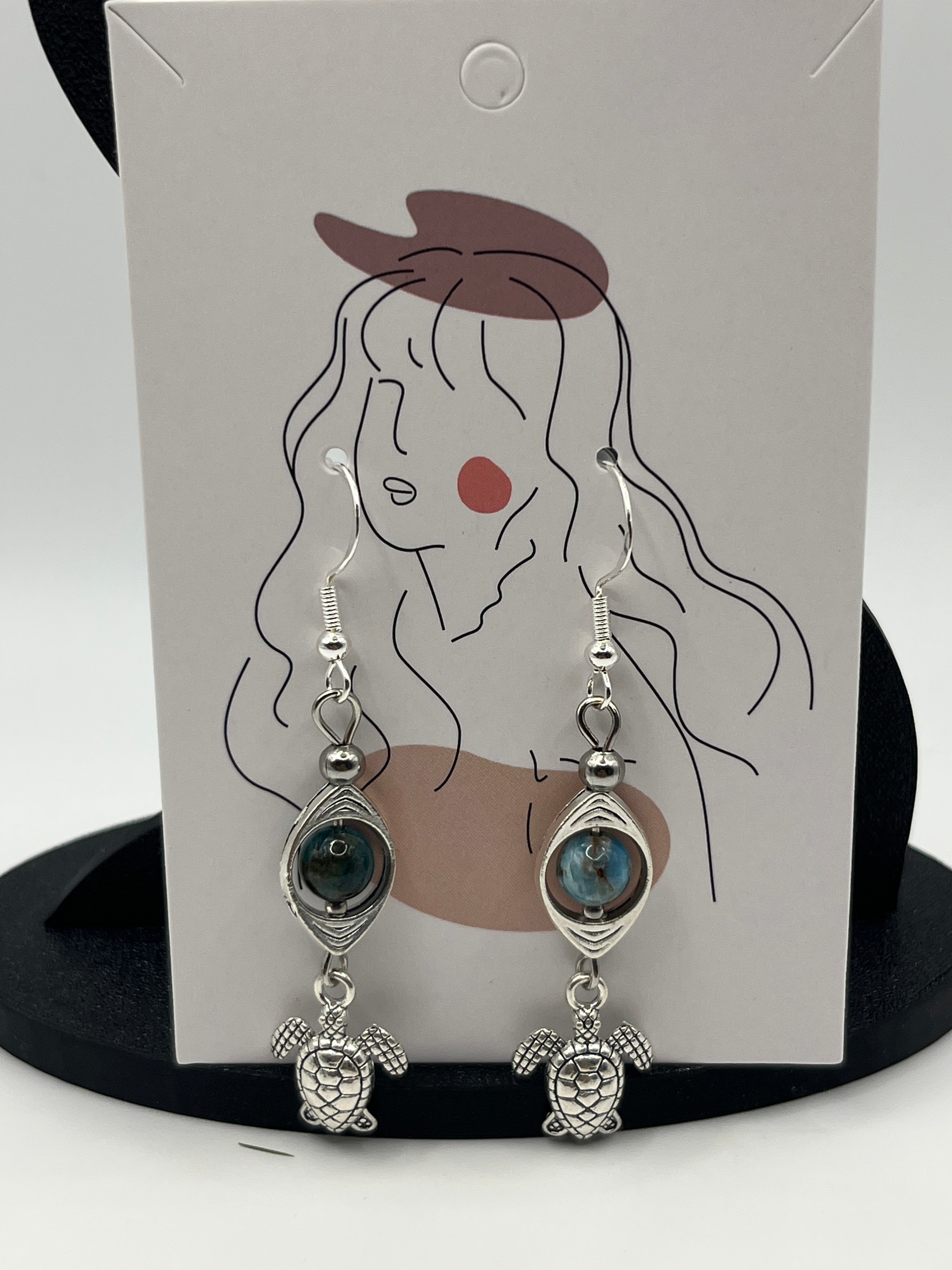 Boucles d'oreilles tortue/apatite