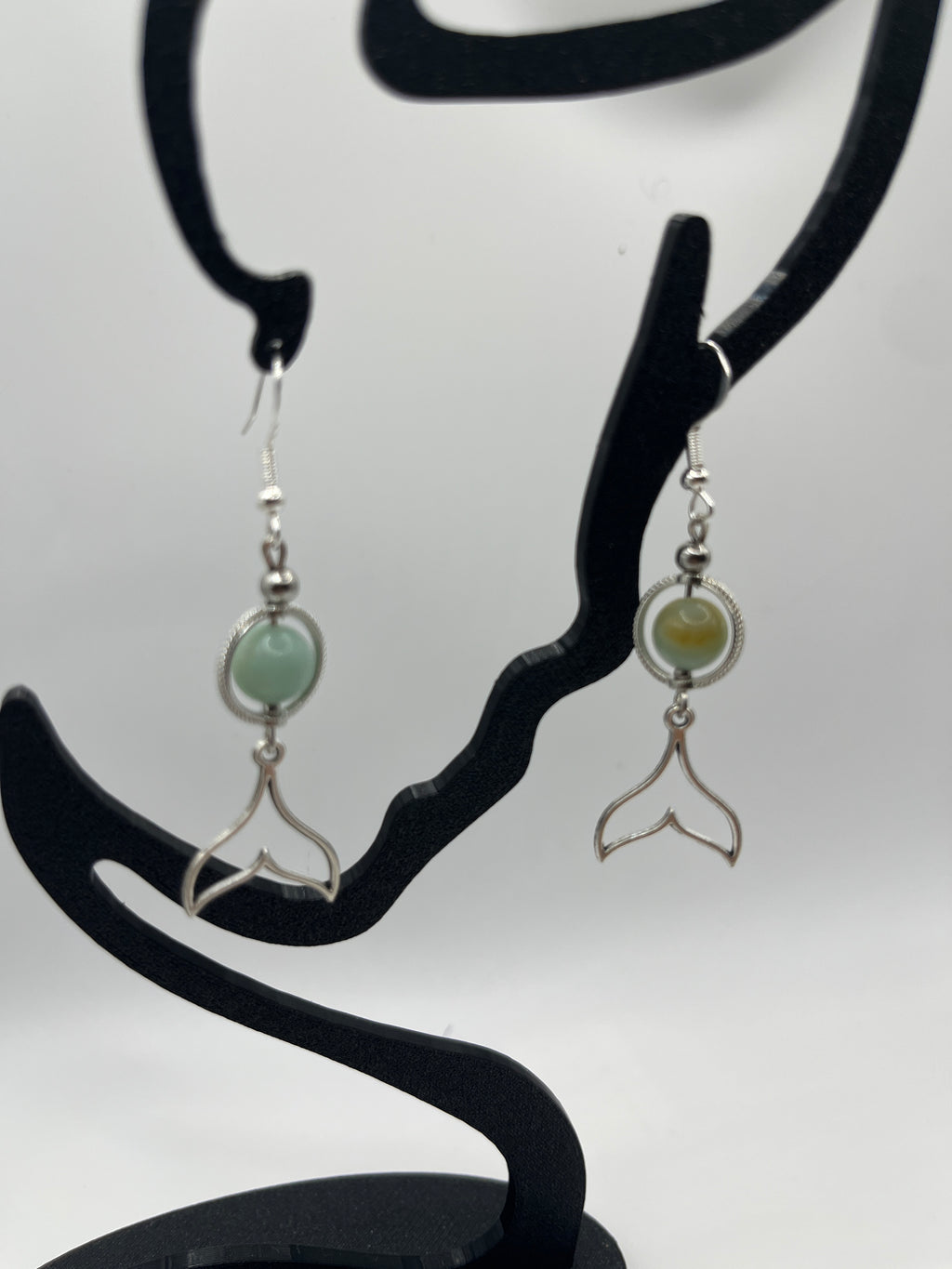 Boucles d'oreilles queue de baleine, amazonite
