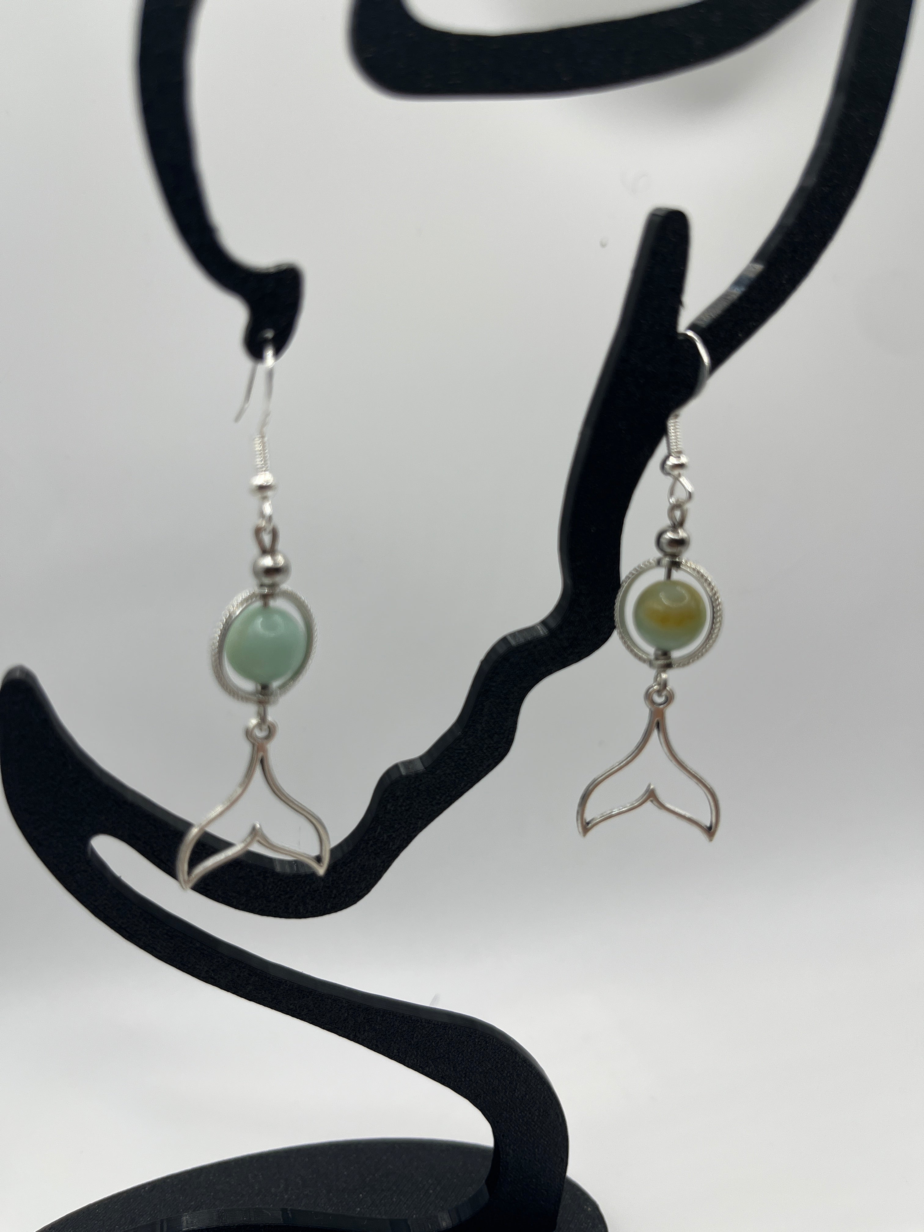 Boucles d'oreilles queue de baleine, amazonite