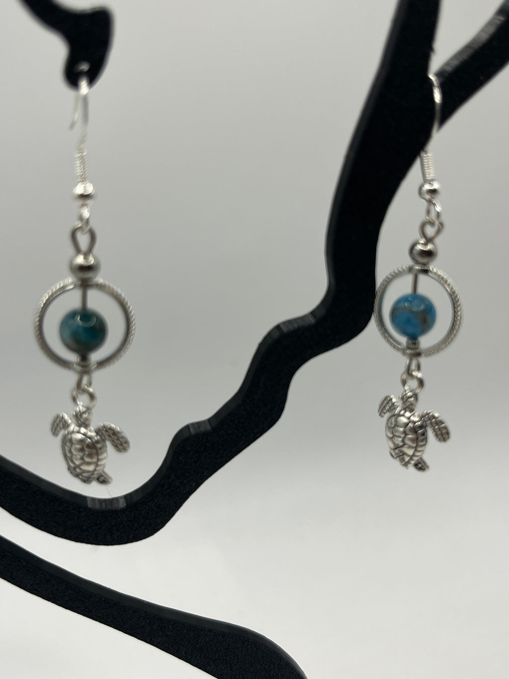 Boucles d'oreilles tortue/rond apatite
