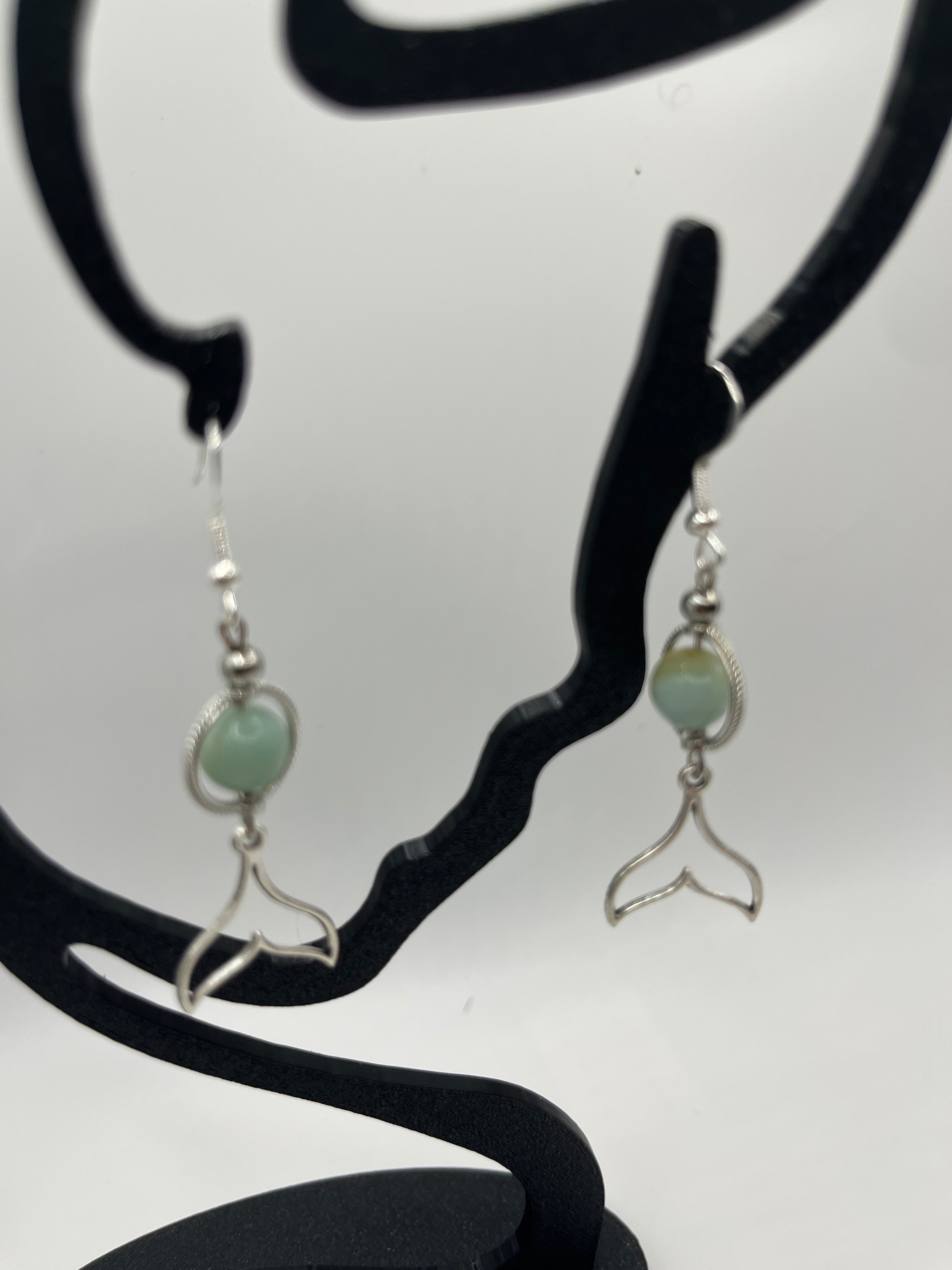 Boucles d'oreilles queue de baleine, amazonite