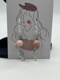 Boucles d'oreilles poissons/ perle rose