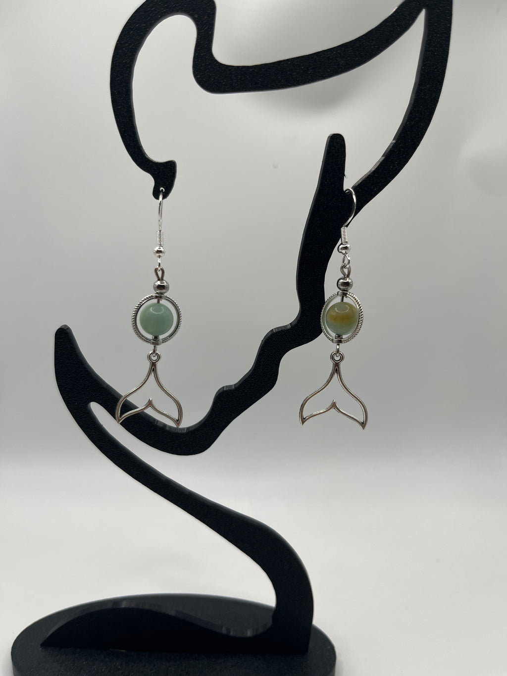 Boucles d'oreilles queue de baleine, amazonite