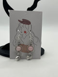 Boucles d'oreilles coquille st jacques/ quartz rose