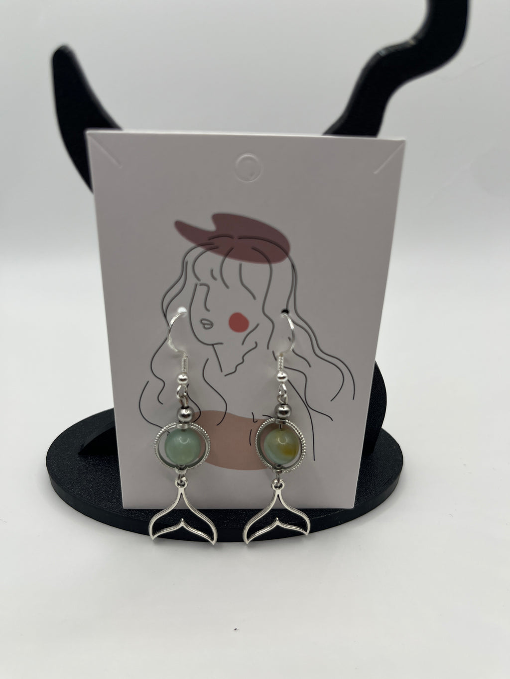 Boucles d'oreilles queue de baleine, amazonite