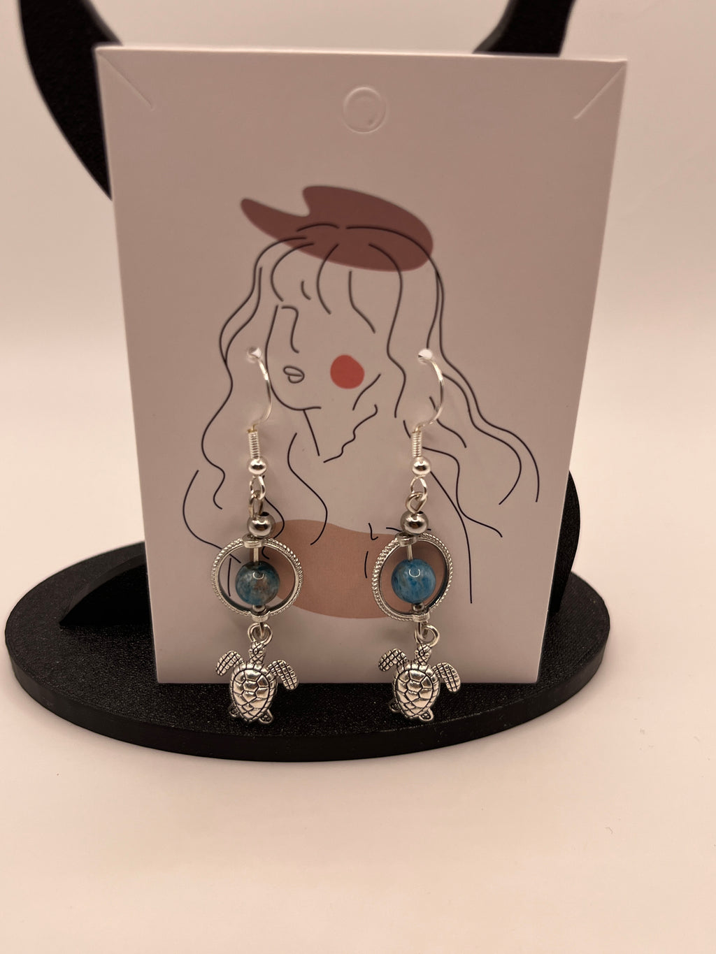 Boucles d'oreilles tortue/rond apatite